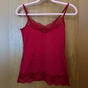 White House Black Market Red Lace Trim Camisole